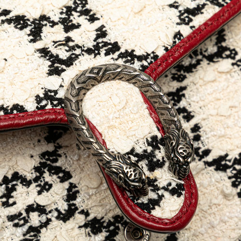 Gucci B Gucci White Tweed Fabric GG Dionysus Wallet on Chain Italy