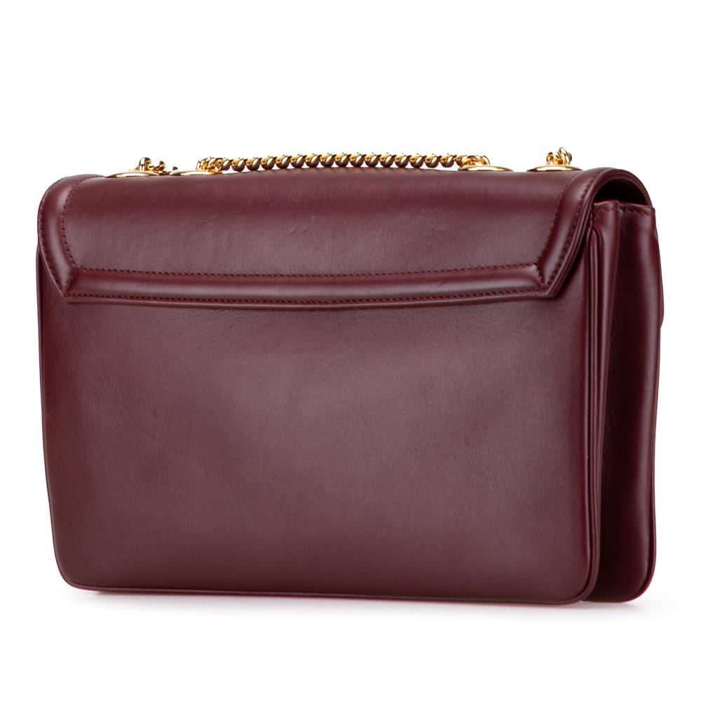 Gucci B Gucci Red Burgundy Calf Leather Medium Rajah Crossbody Italy