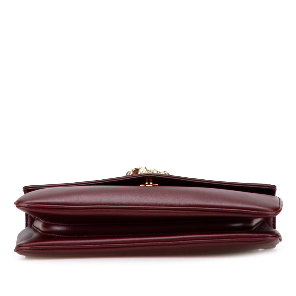 Gucci B Gucci Red Burgundy Calf Leather Medium Rajah Crossbody Italy