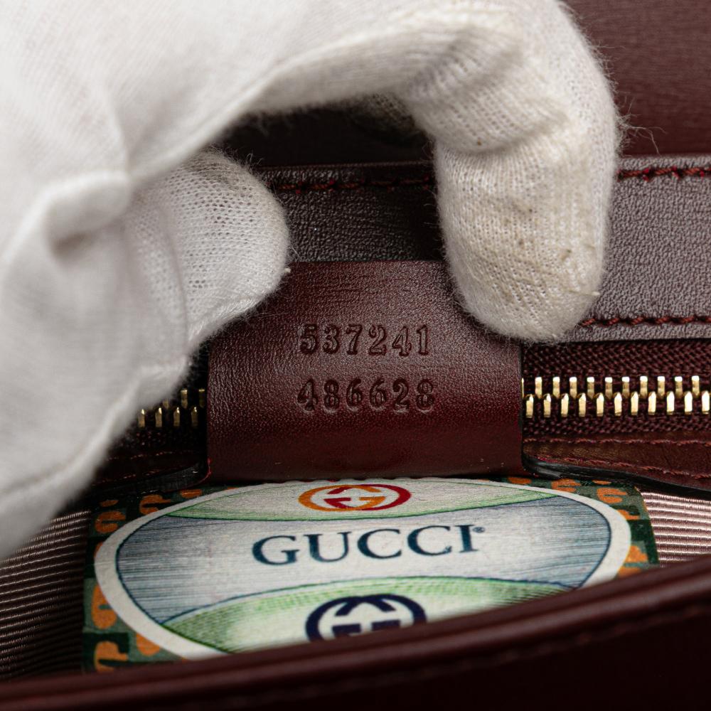 Gucci B Gucci Red Burgundy Calf Leather Medium Rajah Crossbody Italy