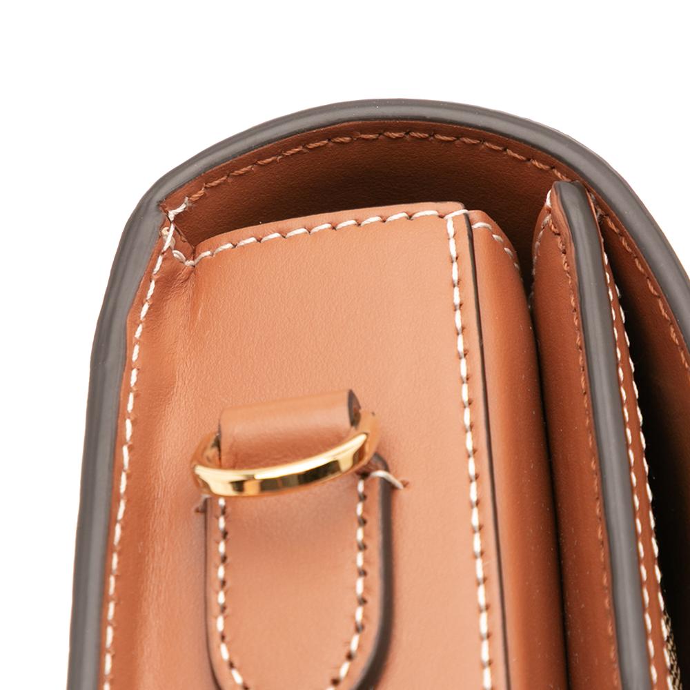 Burberry AB Burberry Brown Beige Coated Canvas Fabric Small House Check Elizabeth Crossbody Italy