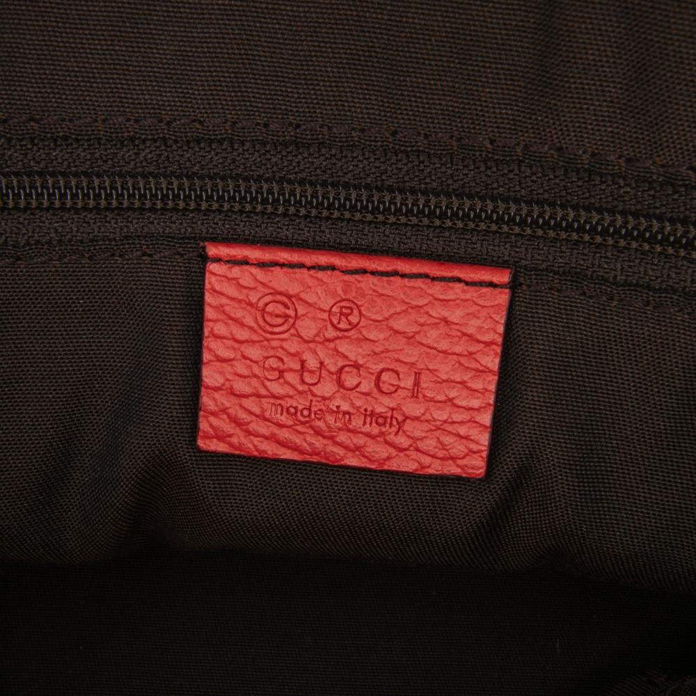 Gucci B Gucci Red Calf Leather Bamboo Tassel Satchel Italy