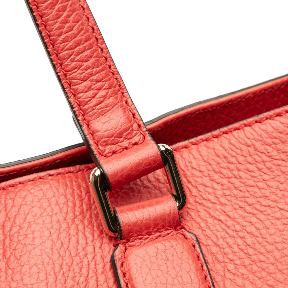 Gucci B Gucci Red Calf Leather Bamboo Tassel Satchel Italy