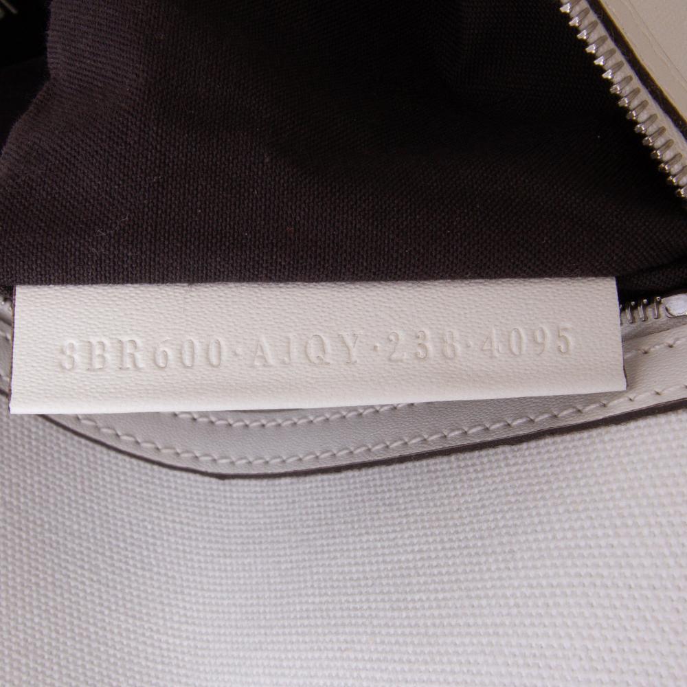 Fendi B Fendi White with Black Canvas Fabric Zucca Embroidered Baguette Satchel Italy