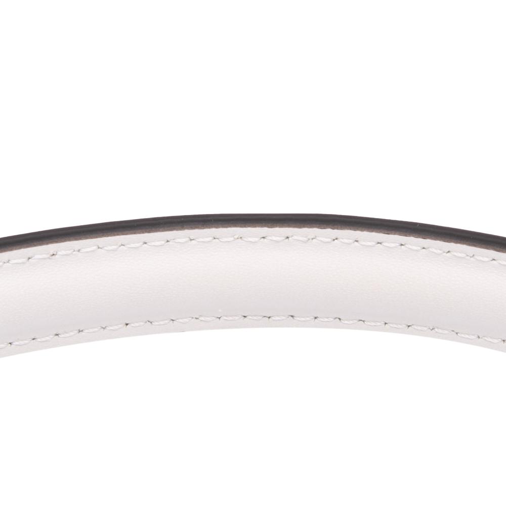 Fendi B Fendi White with Black Canvas Fabric Zucca Embroidered Baguette Satchel Italy