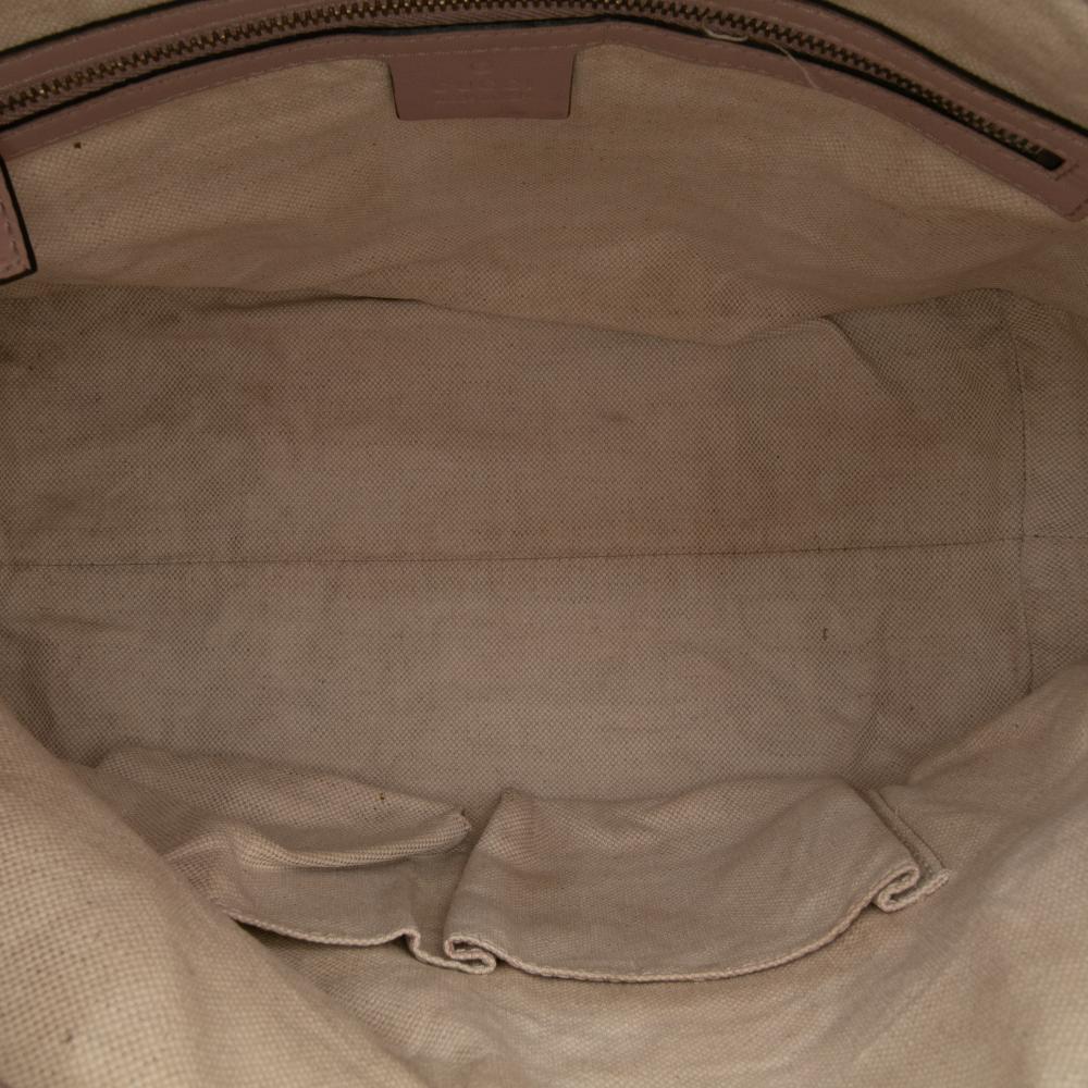 Gucci B Gucci Brown Nude Calf Leather Medium Guccissima Bree Fold Over Tote Italy