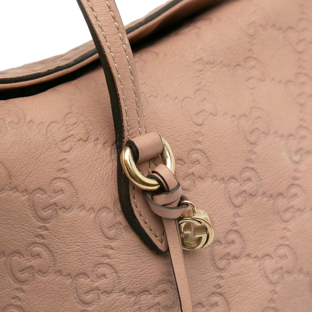 Gucci B Gucci Brown Nude Calf Leather Medium Guccissima Bree Fold Over Tote Italy