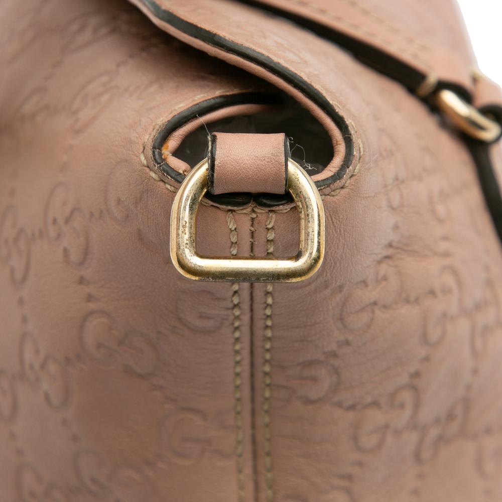 Gucci B Gucci Brown Nude Calf Leather Medium Guccissima Bree Fold Over Tote Italy