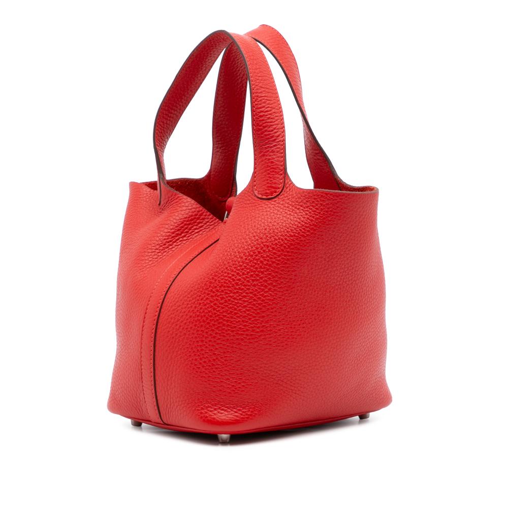 Hermès B Hermès Red Calf Leather Clemence Picotin Lock 18 France