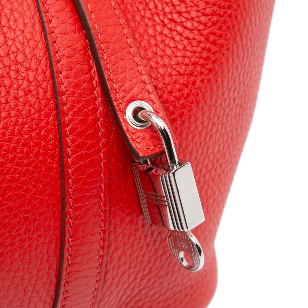 Hermès B Hermès Red Calf Leather Clemence Picotin Lock 18 France