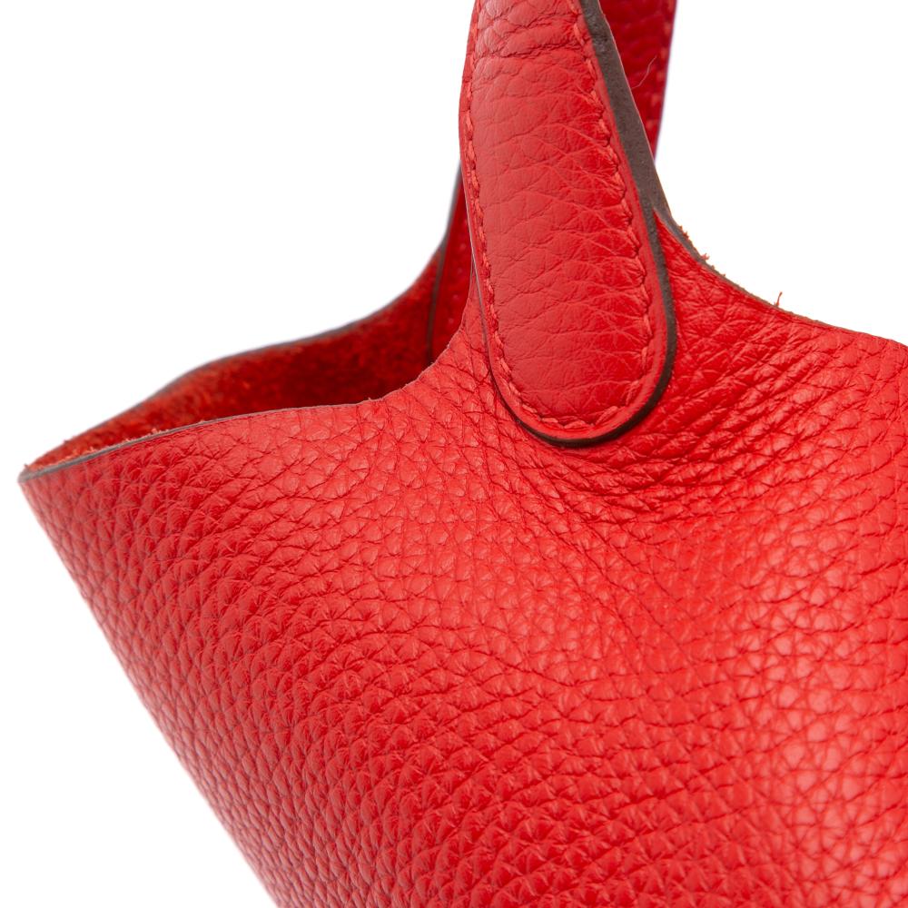 Hermès B Hermès Red Calf Leather Clemence Picotin Lock 18 France