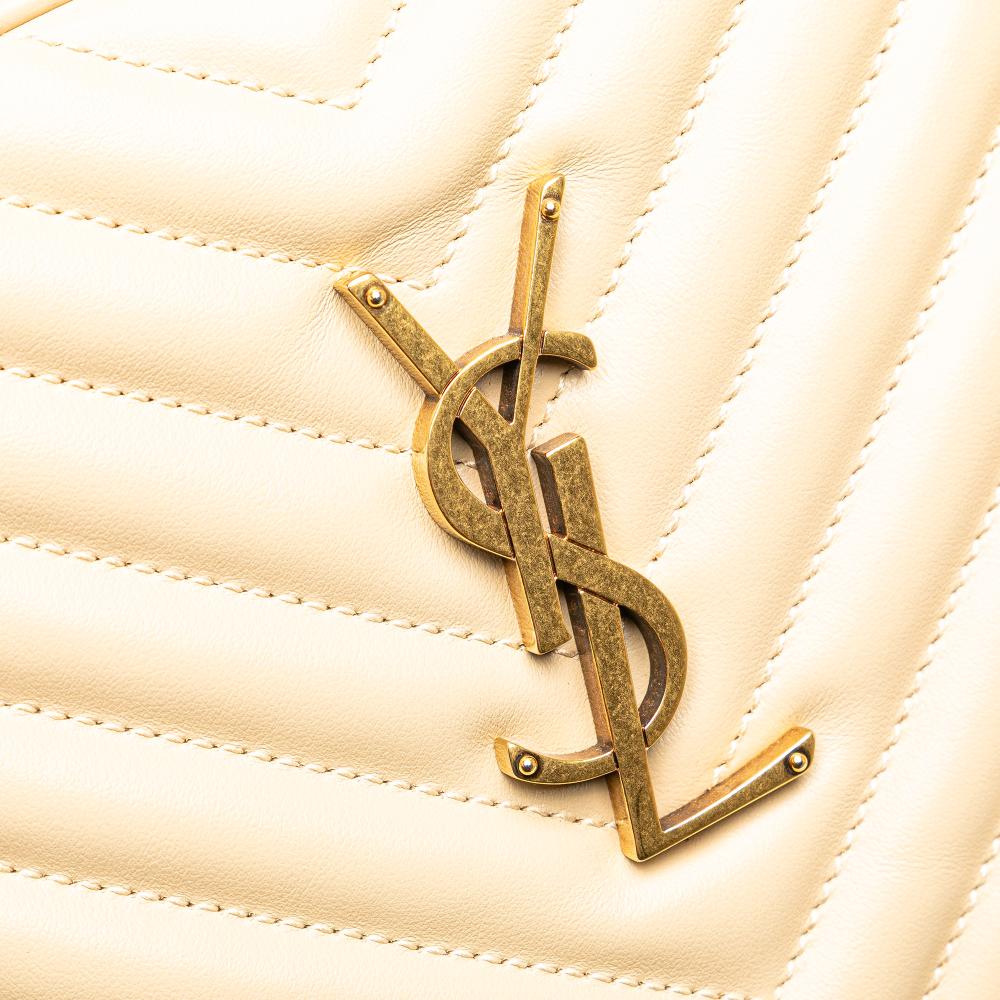 Saint Laurent B Saint Laurent Brown Light Beige Calf Leather Quilted Lou Camera Bag Italy