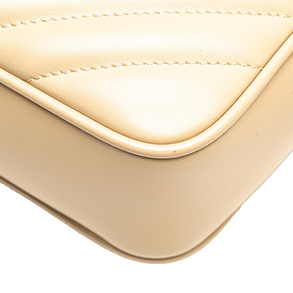 Saint Laurent B Saint Laurent Brown Light Beige Calf Leather Quilted Lou Camera Bag Italy