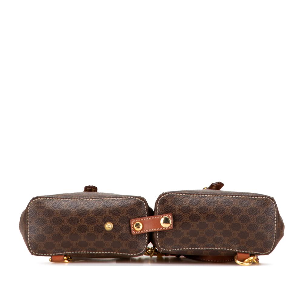 Celine B Celine Brown Coated Canvas Fabric Mini Macadam Twin Backpack Italy