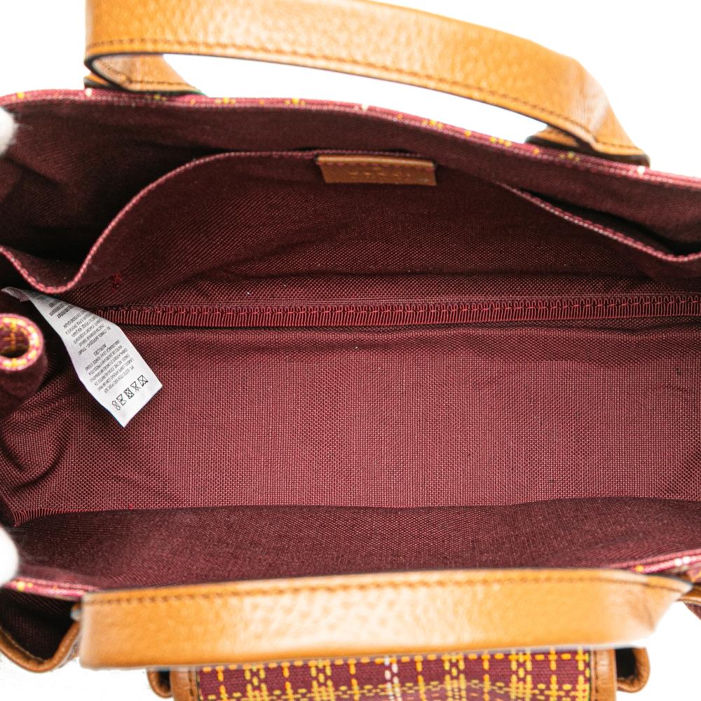 Gucci AB Gucci Red Bordeaux Wool Fabric Checkered Childrens Pocket Handbag Italy