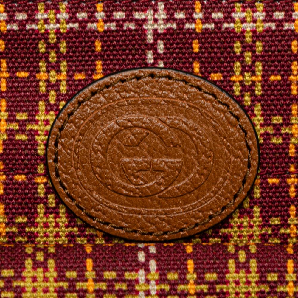 Gucci AB Gucci Red Bordeaux Wool Fabric Checkered Childrens Pocket Handbag Italy
