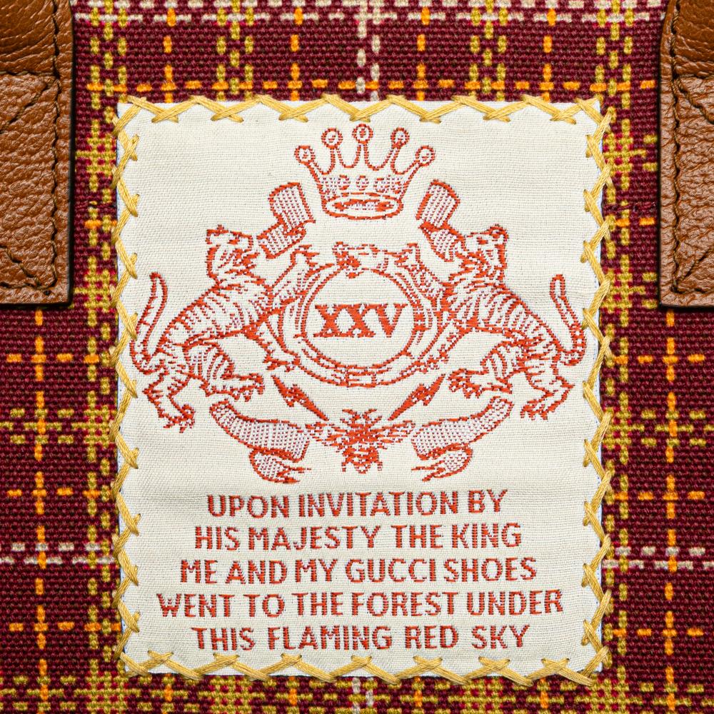 Gucci AB Gucci Red Bordeaux Wool Fabric Checkered Childrens Pocket Handbag Italy