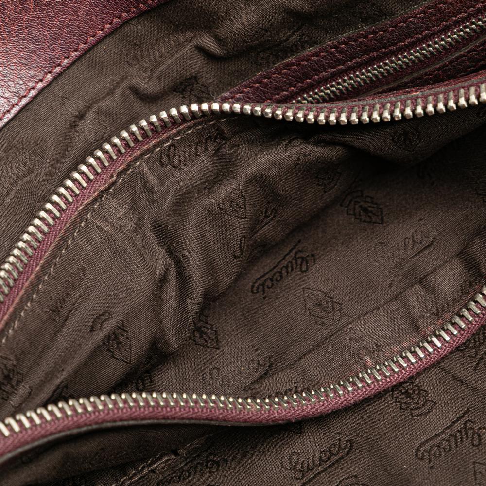 Gucci B Gucci Brown Dark Brown Calf Leather Guccissima Trimmed Bamboo Libeccio Tote Italy