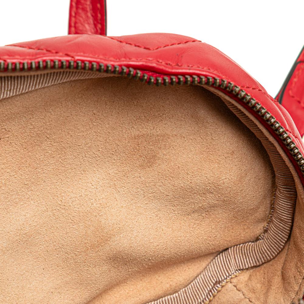Gucci B Gucci Red Calf Leather Mini GG Marmont Matelasse Round Backpack Italy