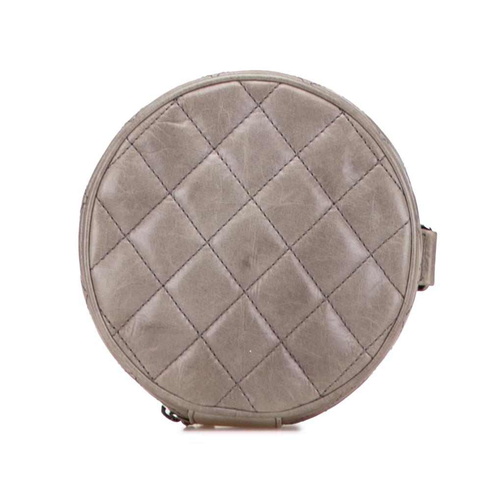 Chanel B Chanel Brown Taupe Calf Leather CC Quilted Aged skin Round Clutch France