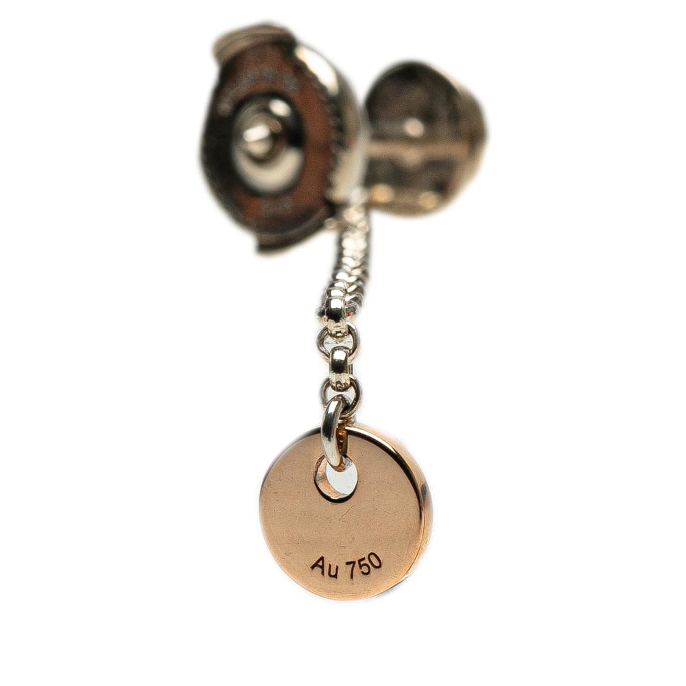 Hermès Silver Sterling Silver and 18K Rose Gold Ex Libris Swing Earrings France