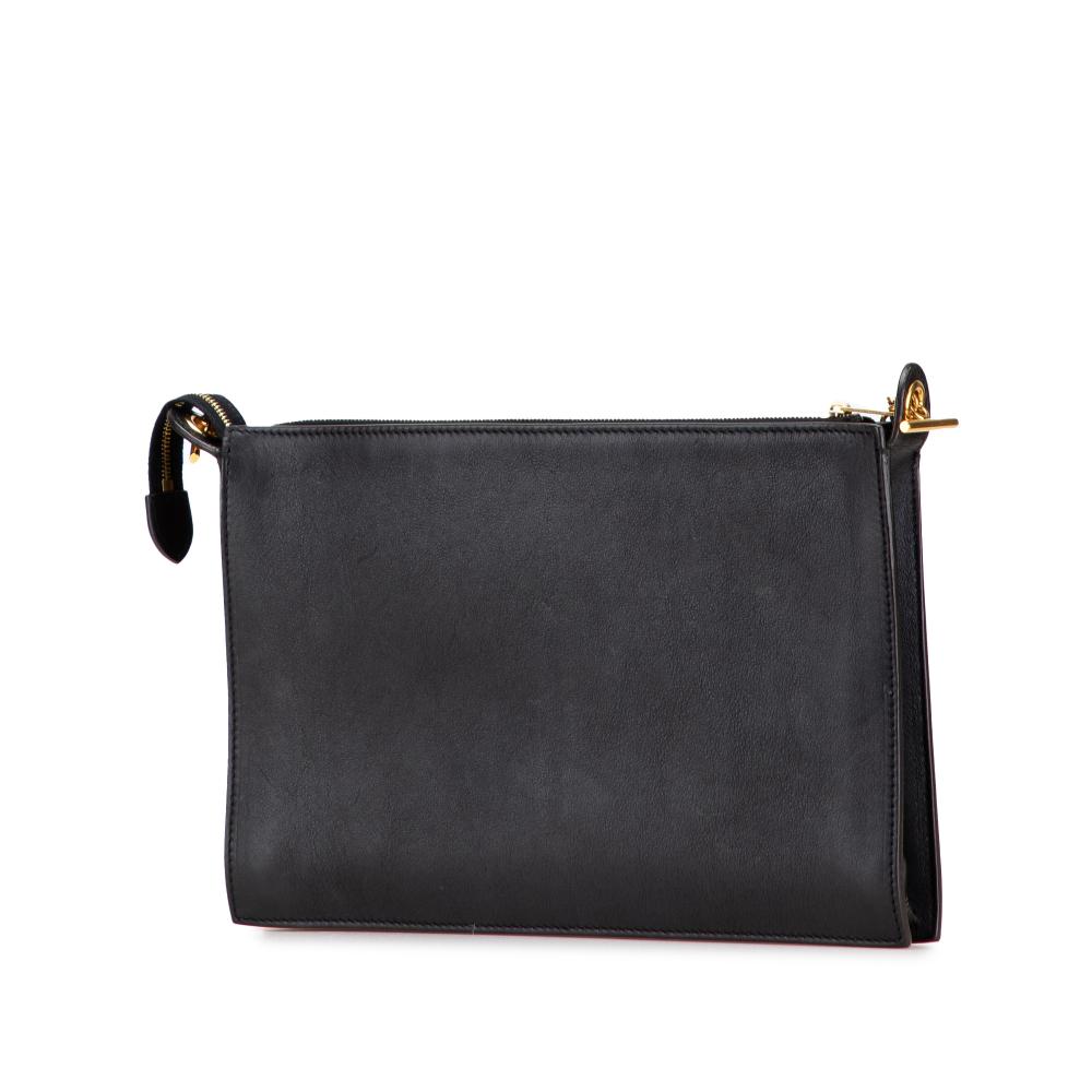 Celine B Celine Black with Multi Calf Leather Tricolor Pocket Envelope Zip Crossbody Italy