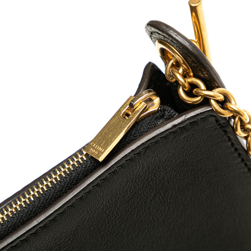 Celine B Celine Black with Multi Calf Leather Tricolor Pocket Envelope Zip Crossbody Italy