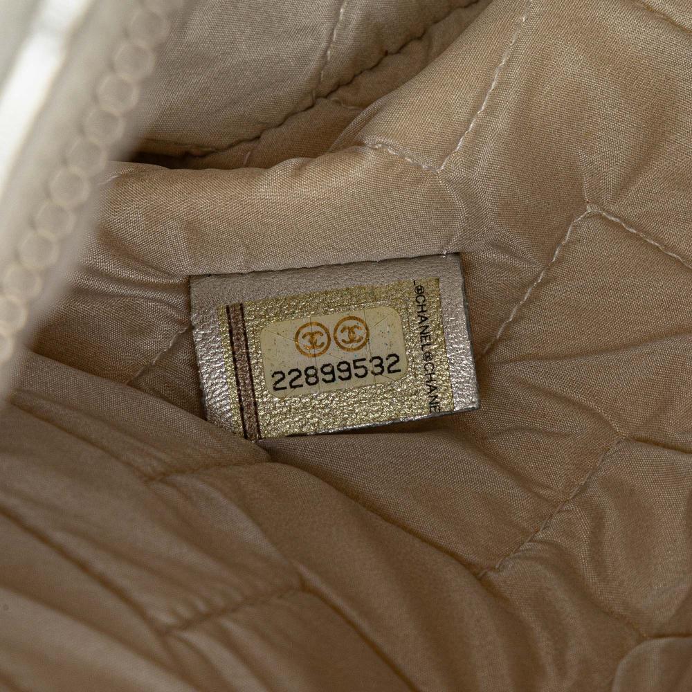 Chanel AB Chanel Silver Calf Leather Medium Metallic Chevron skin O Case Clutch Italy