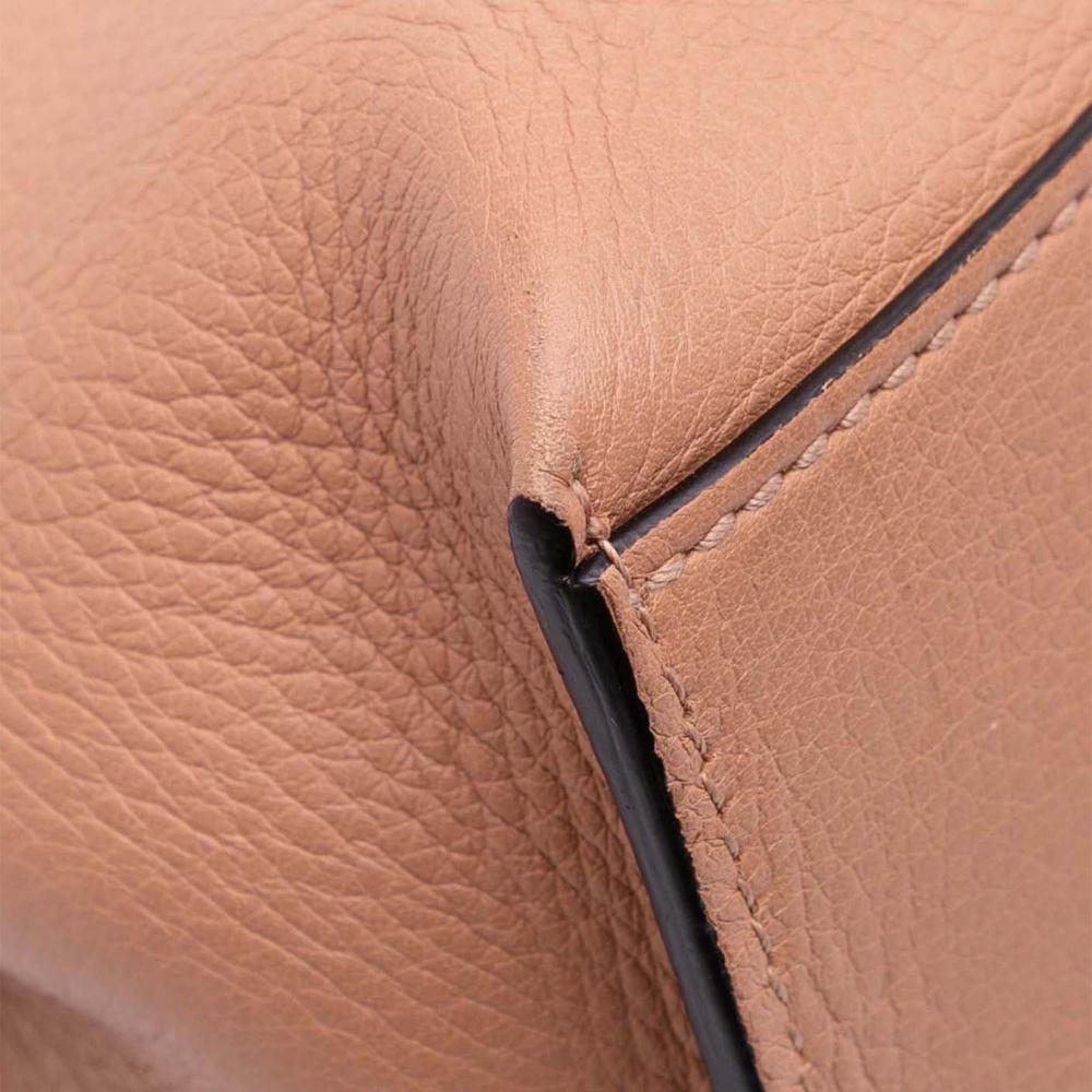 Gucci B Gucci Brown Beige Calf Leather Medium Bamboo Daily Satchel Italy