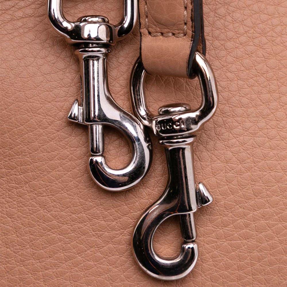 Gucci B Gucci Brown Beige Calf Leather Medium Bamboo Daily Satchel Italy