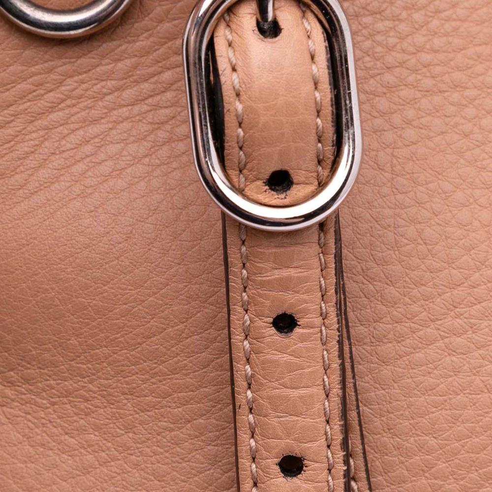 Gucci B Gucci Brown Beige Calf Leather Medium Bamboo Daily Satchel Italy