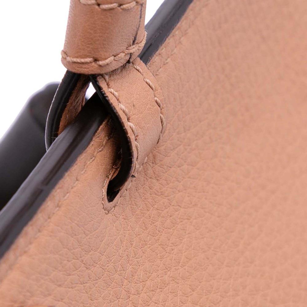 Gucci B Gucci Brown Beige Calf Leather Medium Bamboo Daily Satchel Italy