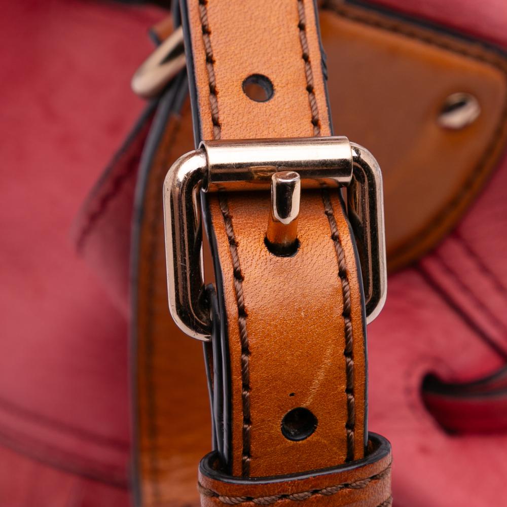 Burberry B Burberry Red Suede Leather Small Mega Check Canvas and Fringe Belgrove Bucket Bag China