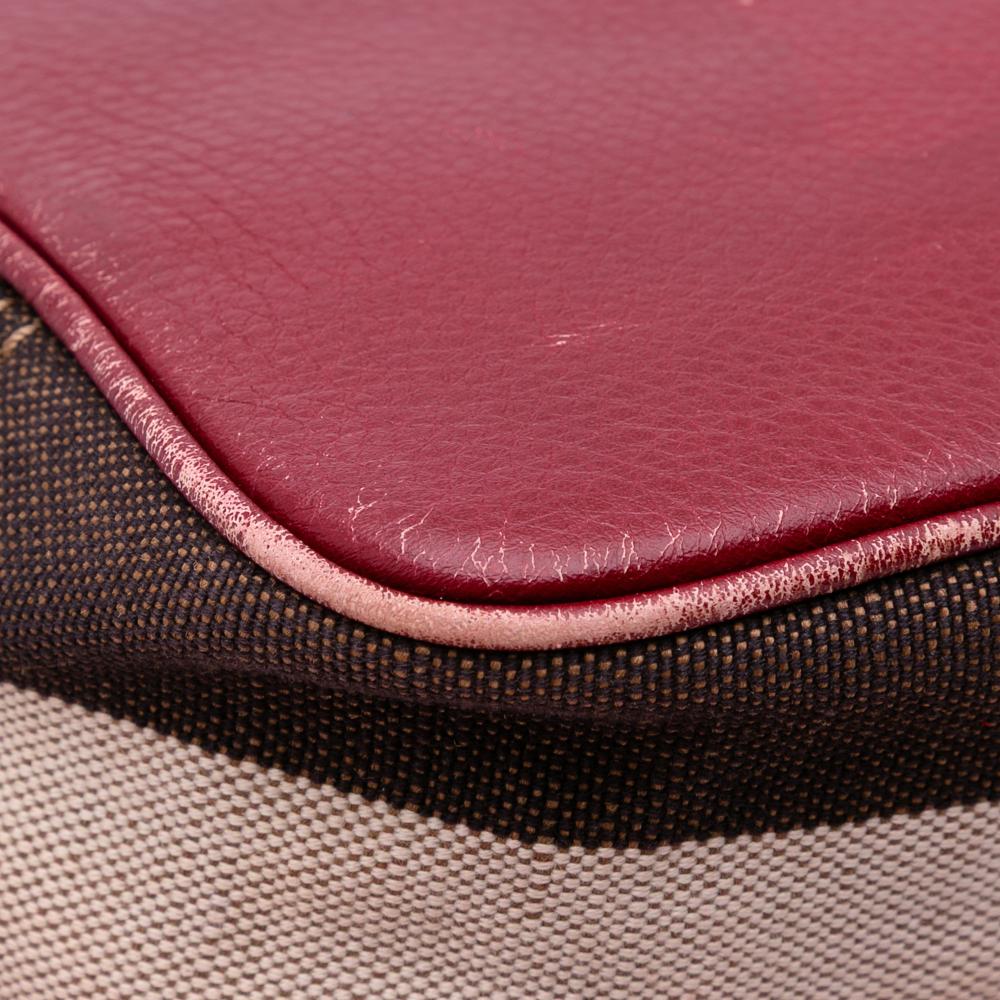 Burberry B Burberry Red Suede Leather Small Mega Check Canvas and Fringe Belgrove Bucket Bag China