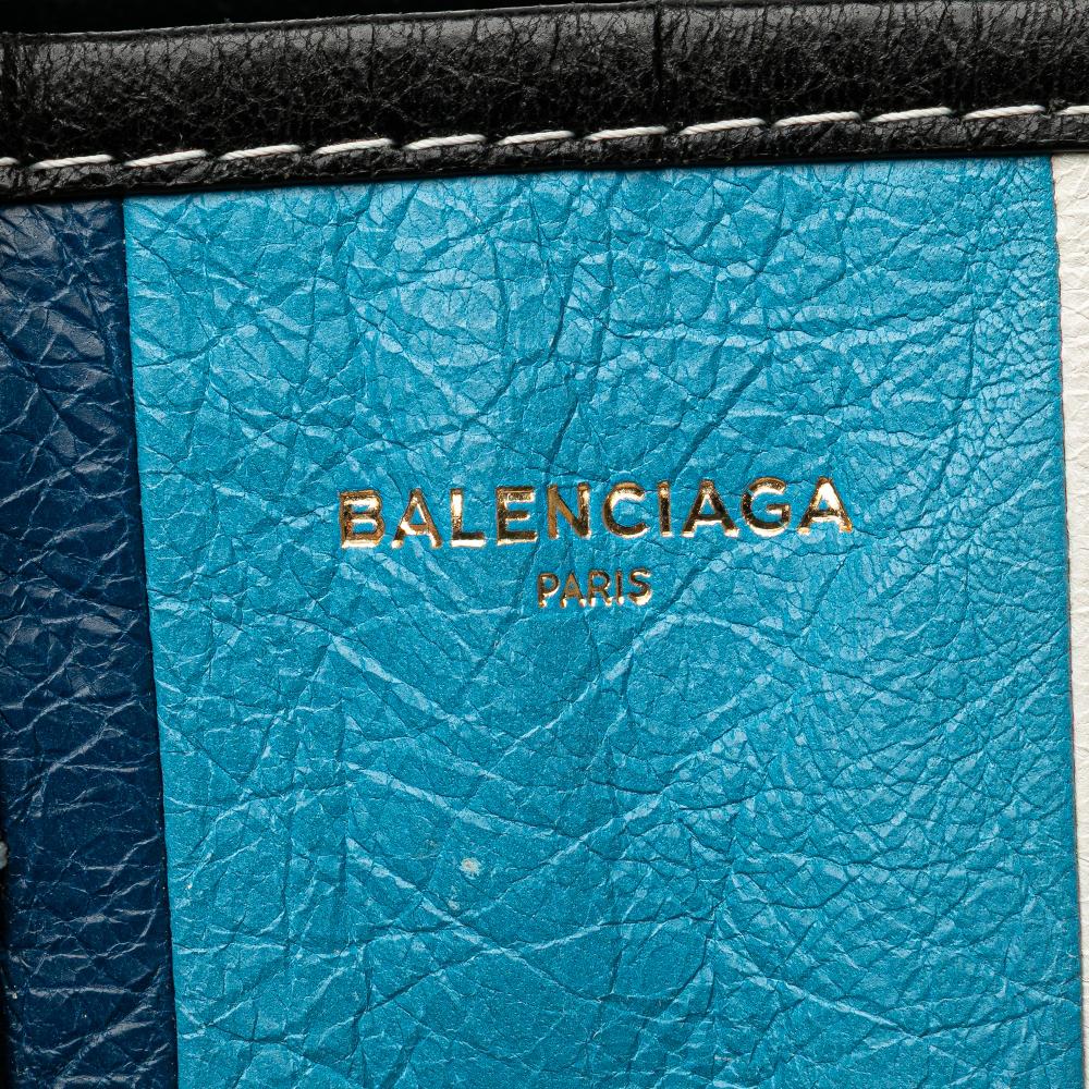Balenciaga B Balenciaga Blue Turquoise Lambskin Leather Leather XS Lambskin Bazar Shopper Satchel Italy