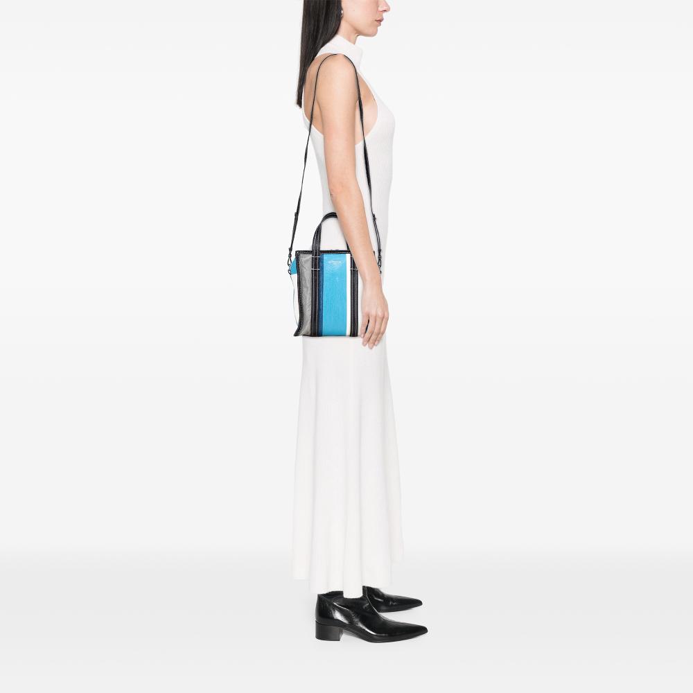 Balenciaga B Balenciaga Blue Turquoise Lambskin Leather Leather XS Lambskin Bazar Shopper Satchel Italy