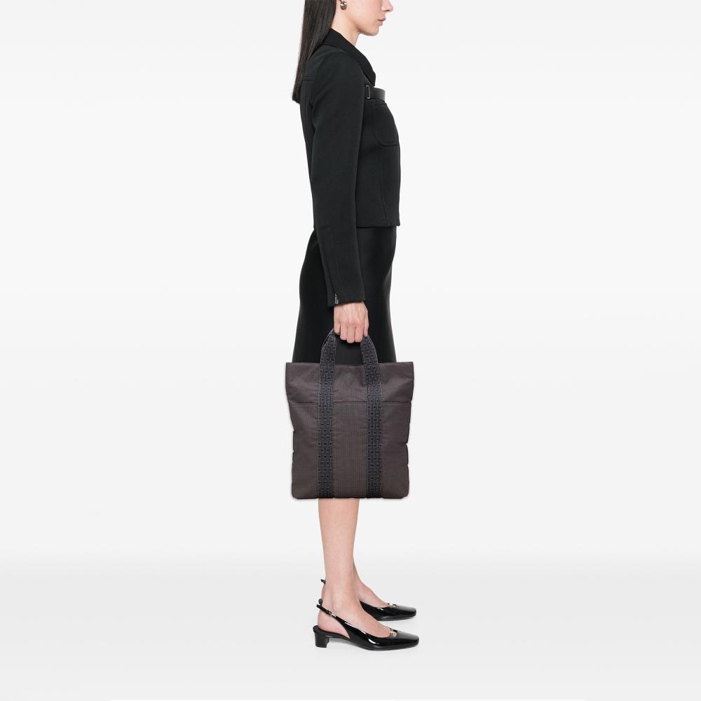 Hermès B Hermès Gray Canvas Fabric Herline Cabas France