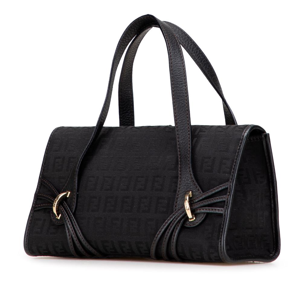 Fendi B Fendi Black Canvas Fabric Zucchino Handbag Italy