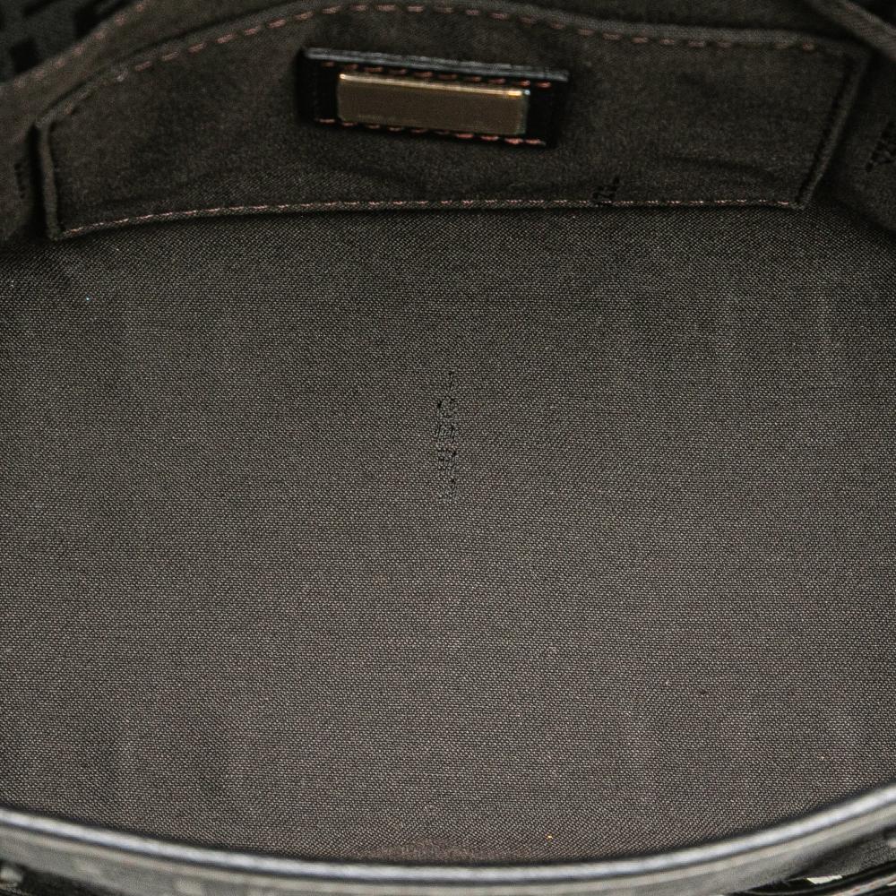 Fendi B Fendi Black Canvas Fabric Zucchino Handbag Italy