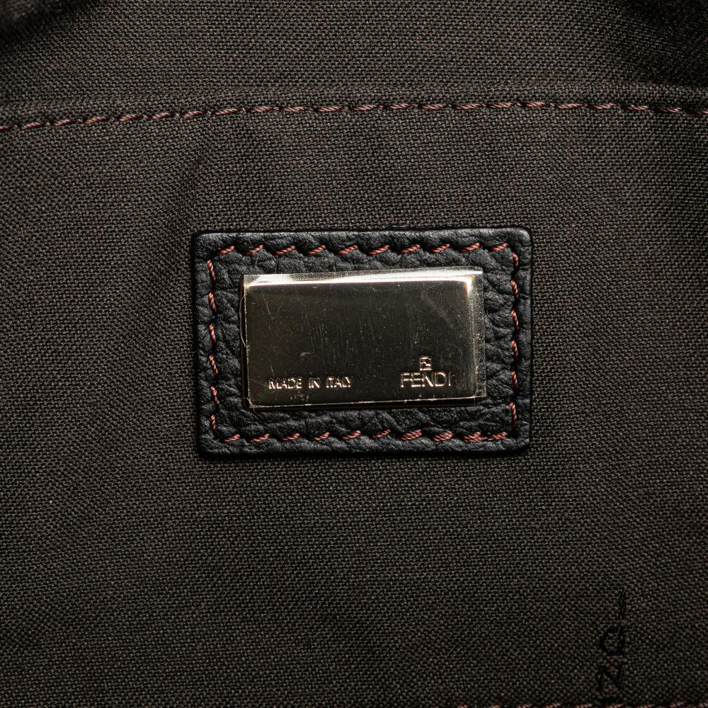 Fendi B Fendi Black Canvas Fabric Zucchino Handbag Italy
