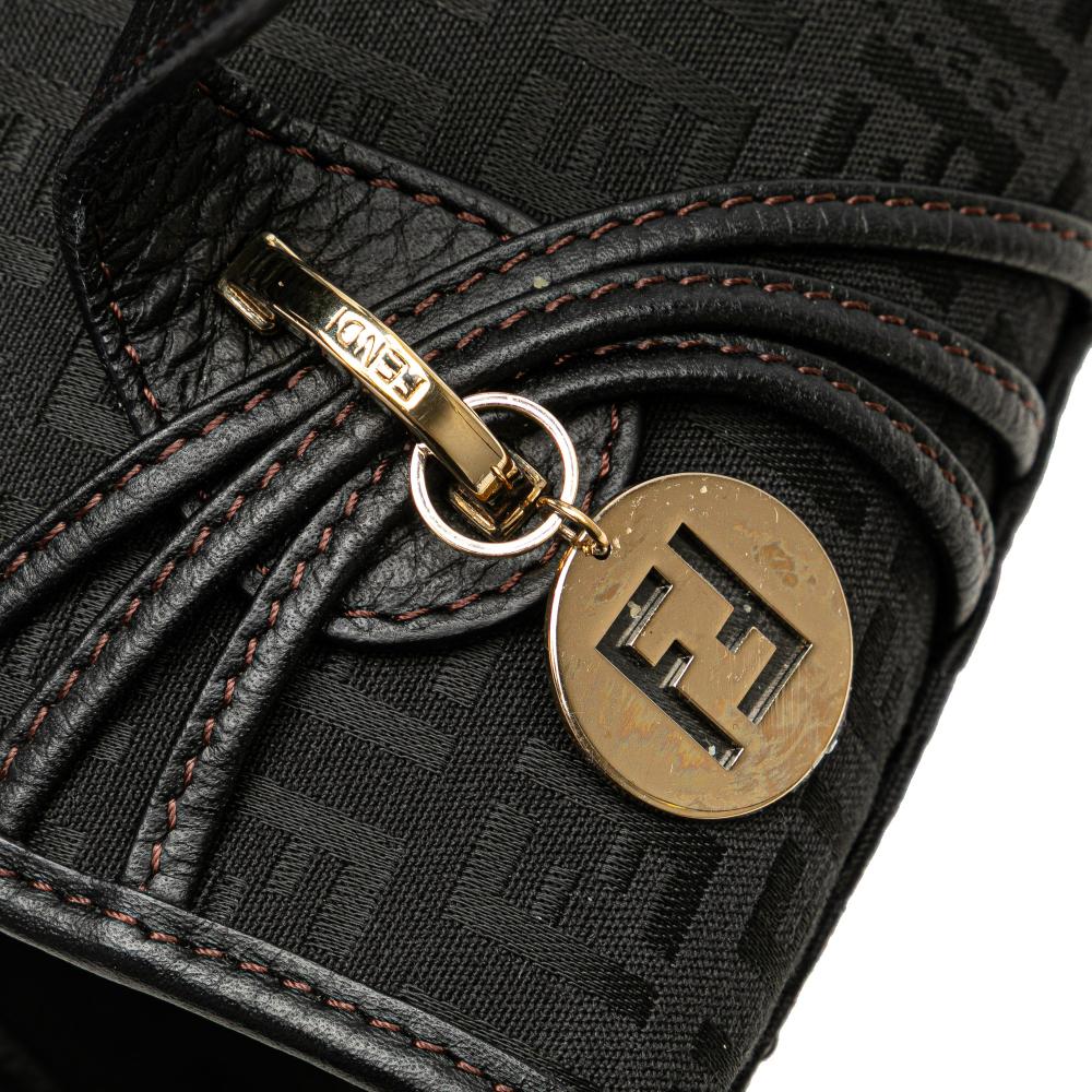 Fendi B Fendi Black Canvas Fabric Zucchino Handbag Italy