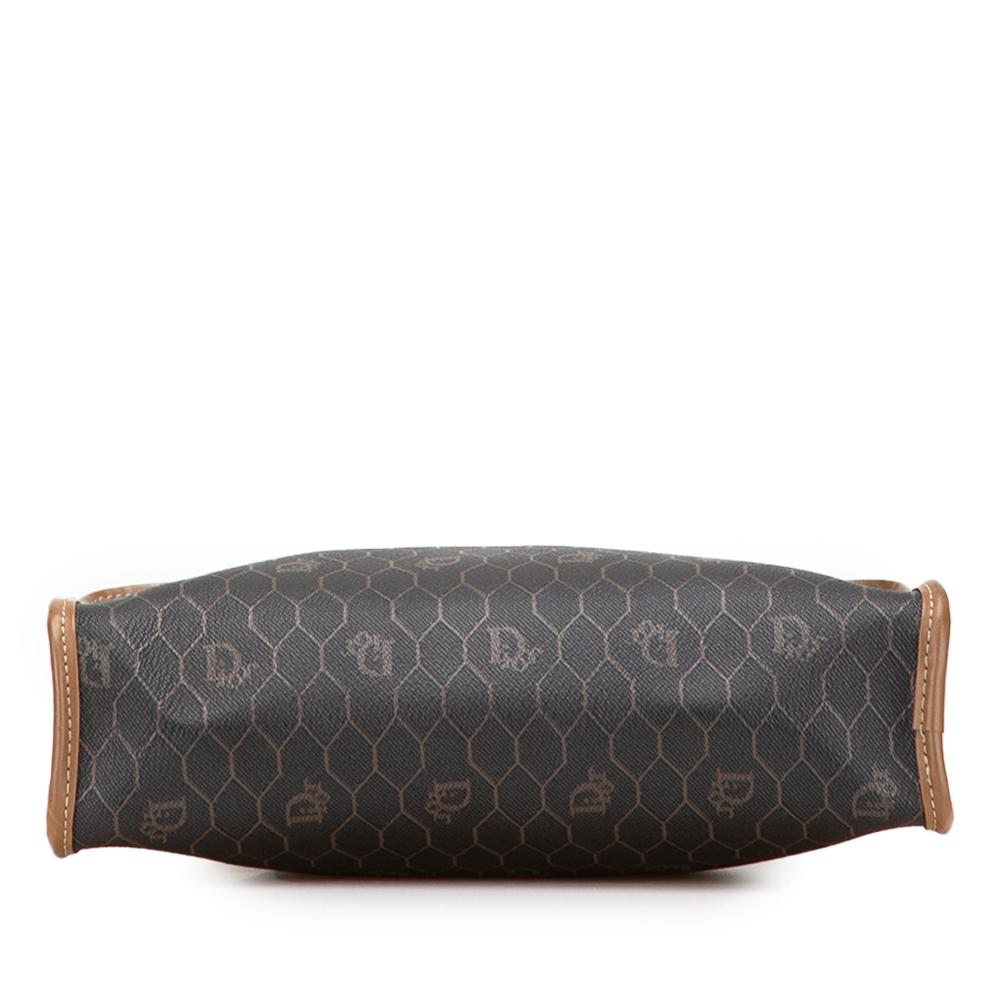 Christian Dior B Dior Black with Brown Coated Canvas Fabric Honeycomb Clutch France