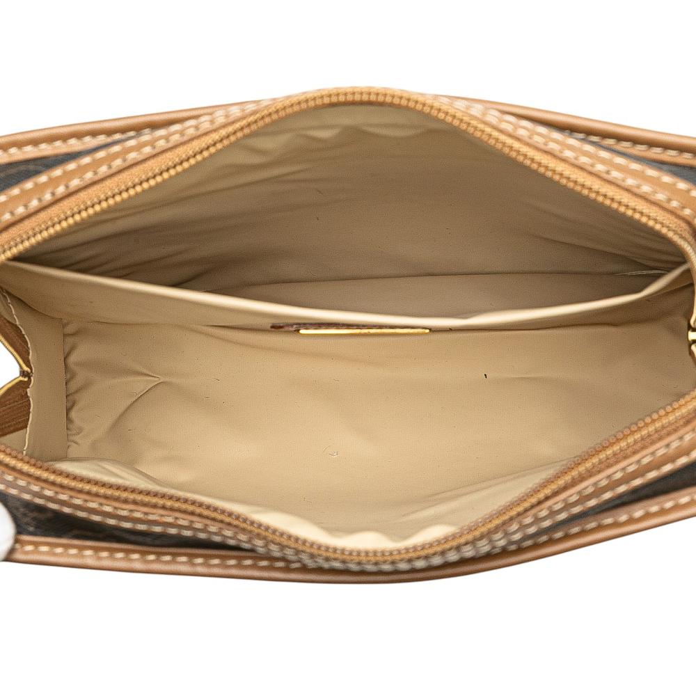 Christian Dior B Dior Black with Brown Coated Canvas Fabric Honeycomb Clutch France