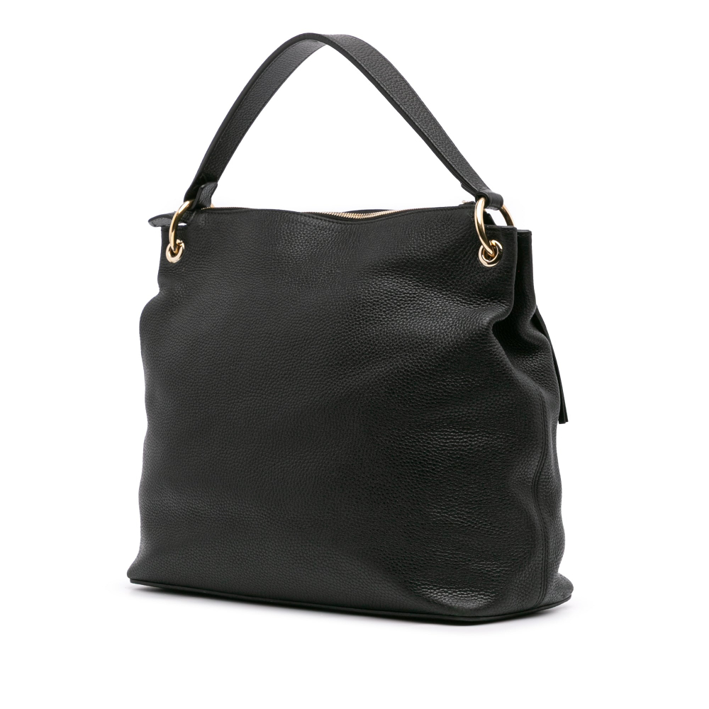 Gucci Soho Zipper Closure Leather 2-Ways Hobo Crossbody Black