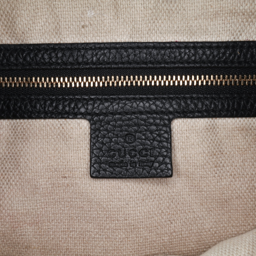 Gucci Soho Zipper Closure Leather 2-Ways Hobo Crossbody Black