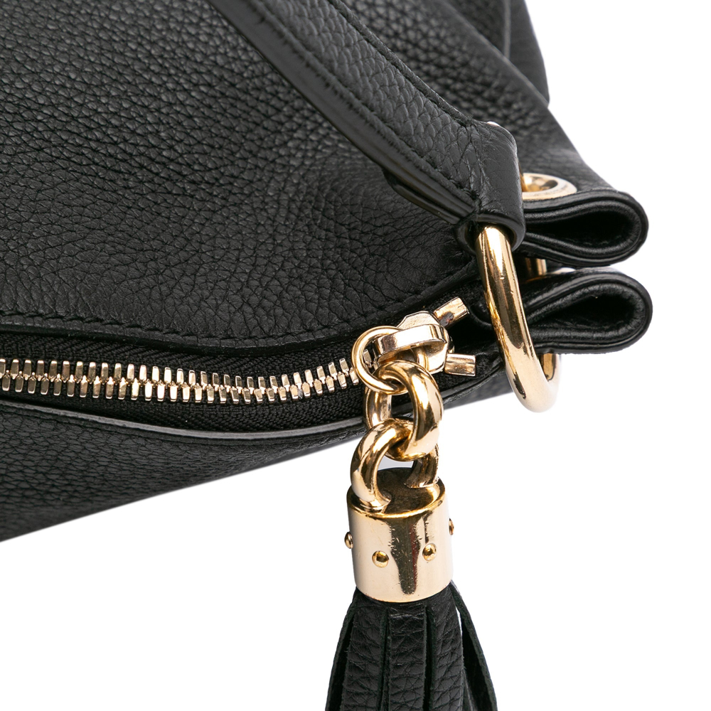 Gucci Soho Zipper Closure Leather 2-Ways Hobo Crossbody Black