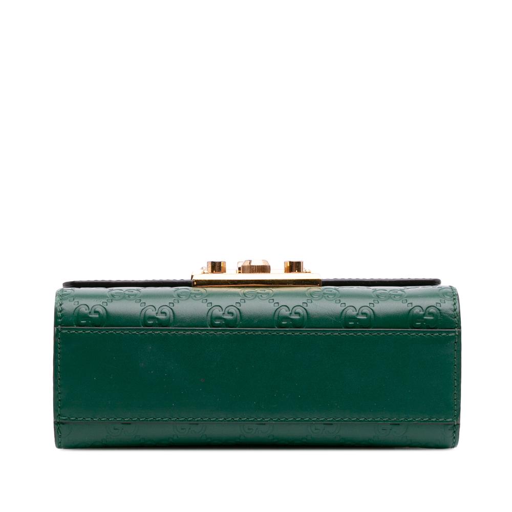 Gucci B Gucci Green Calf Leather Small Guccissima Padlock Crossbody Italy