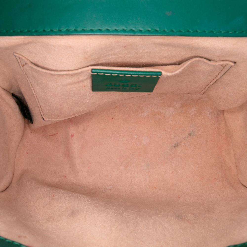 Gucci B Gucci Green Calf Leather Small Guccissima Padlock Crossbody Italy