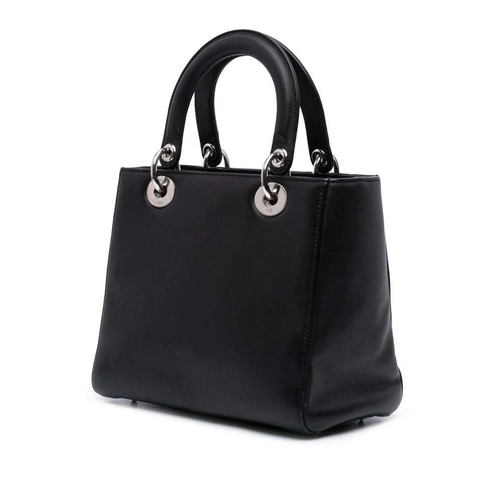 Christian Dior B Dior Black Calf Leather Medium skin Paradise Lady Dior Italy