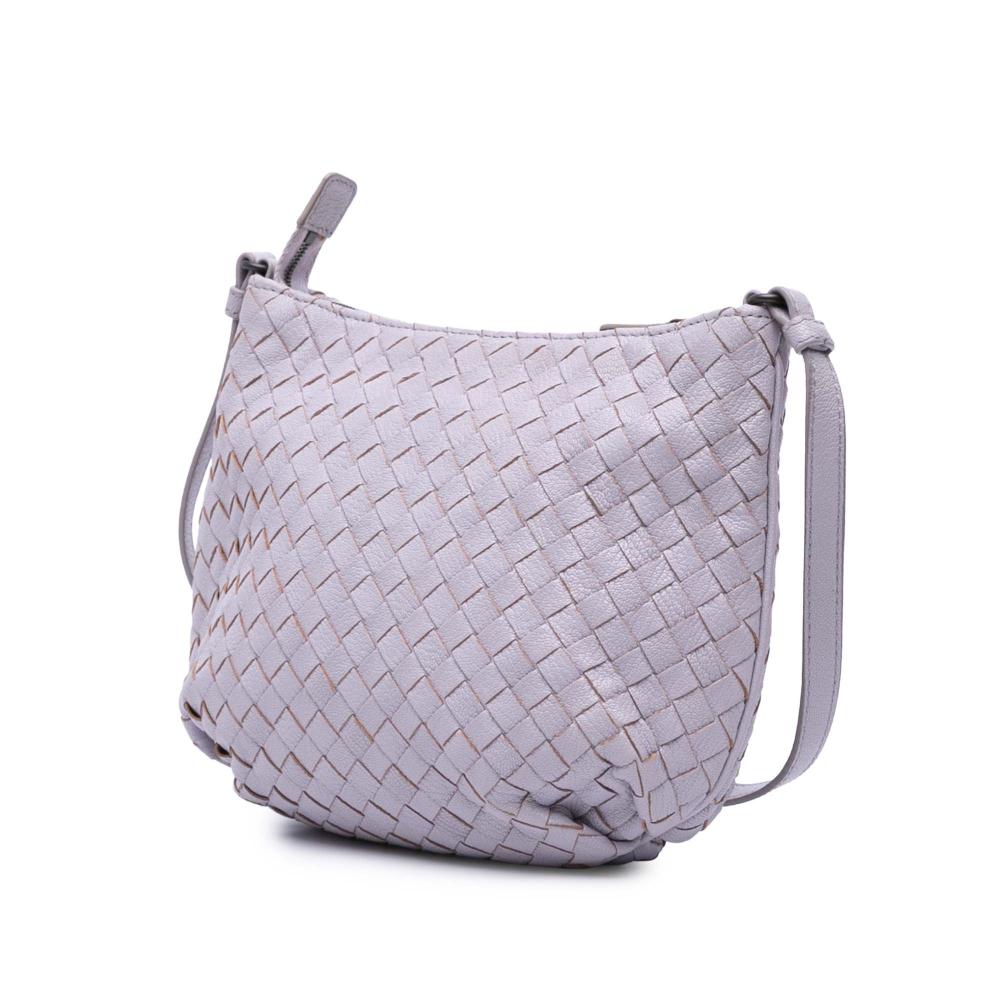 Bottega Veneta B Bottega Veneta Purple Light Purple Goatskin Leather Cervo Intrecciato Crossbody Italy